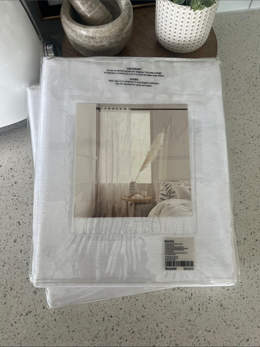 White Sheer Rod Pocket Curtain Panel - Set of 2 - Picture 2 of 2